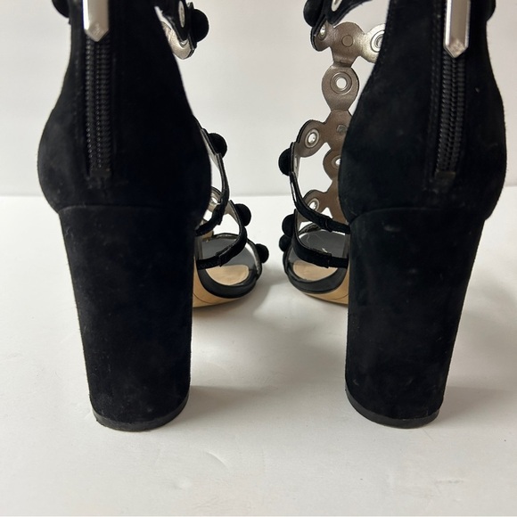 Sam Edelman Black Suede and Grommet Cage Heels 8 - Picture 7 of 9